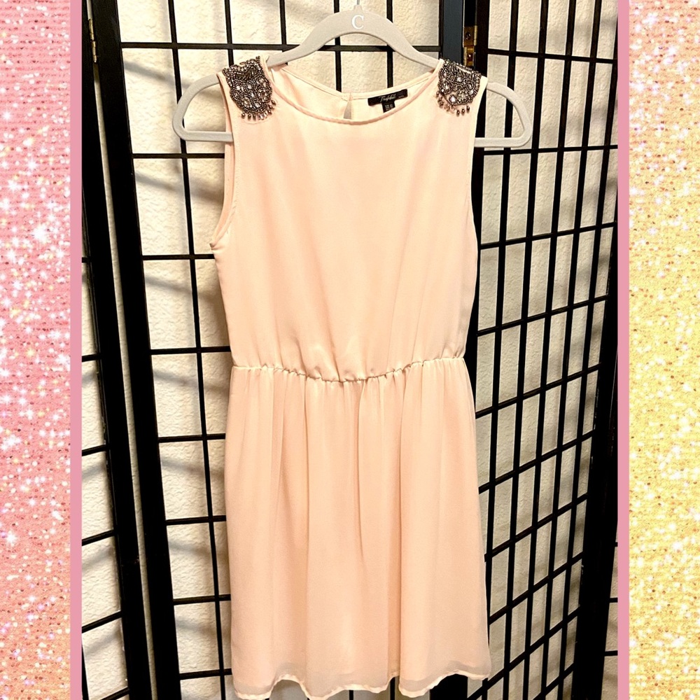 Zara Bejeweled-shoulder Pink Dress